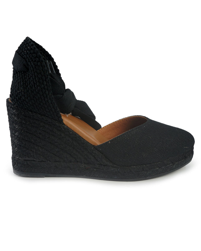 Viguera Espadrillas Alpargatas Donna con Lacci Lunghi in Lino Nero 1939 BLACK Viguera 