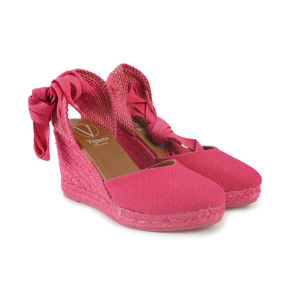 Viguera Espadrillas Alpargatas Donna con Lacci Lunghi in Lino Fuxia 1939 FUXIA Viguera 
