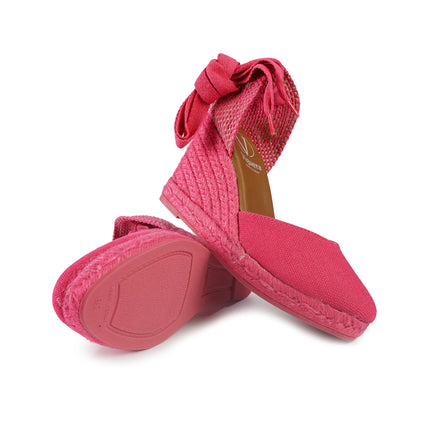 Viguera Espadrillas Alpargatas Donna con Lacci Lunghi in Lino Fuxia 1939 FUXIA Viguera 
