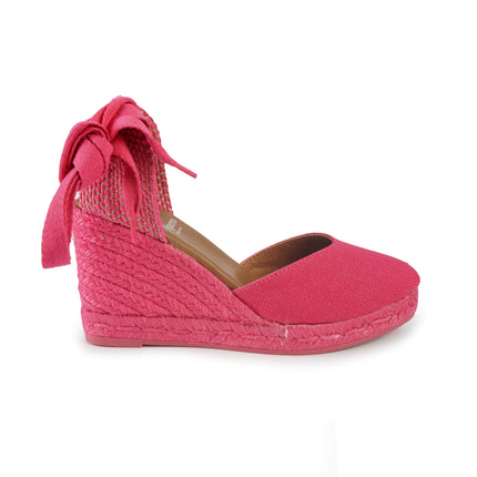 Viguera Espadrillas Alpargatas Donna con Lacci Lunghi in Lino Fuxia 1939 FUXIA Viguera 