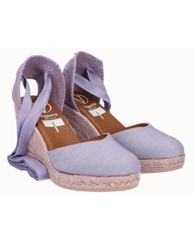 Viguera Espadrillas Alpargatas Lilla con Lacci Lunghi in Lino Lilla 1939 LILA Viguera 