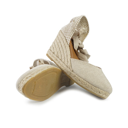 Viguera Espadrillas Alpargatas Donna con Lacci Lunghi in Lino Naturale 1939 NATURAL Viguera 