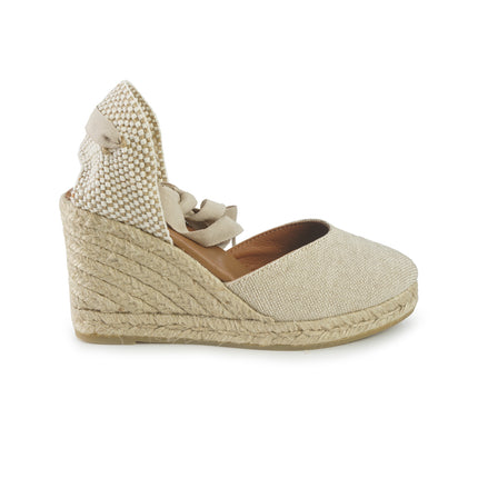 Viguera Espadrillas Alpargatas Donna con Lacci Lunghi in Lino Naturale 1939 NATURAL Viguera 