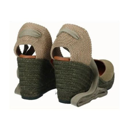 Viguera Espadrillas Alpargatas Donna con Lacci Lunghi in Lino Kaki 1939 VERDE Viguera 