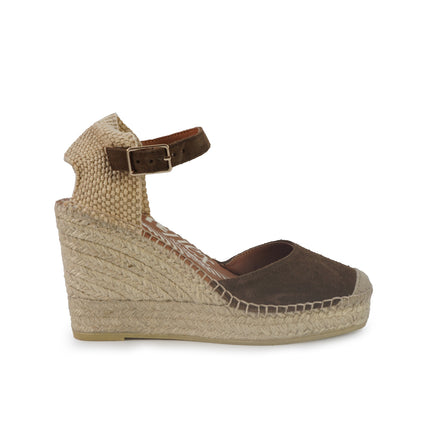 Viguera Espadrillas Alpargatas Donna con Cinturino in Camoscio Marrone 2315 MORO Viguera 