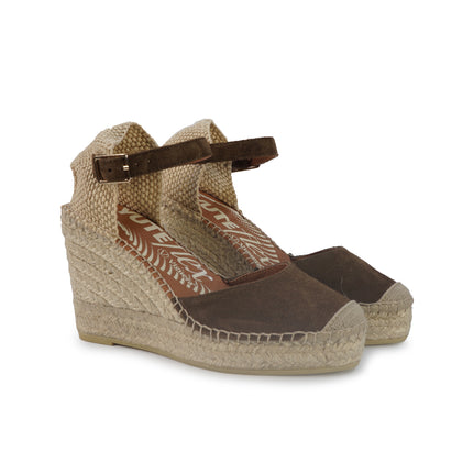 Viguera Espadrillas Alpargatas Donna con Cinturino in Camoscio Marrone 2315 MORO Viguera 