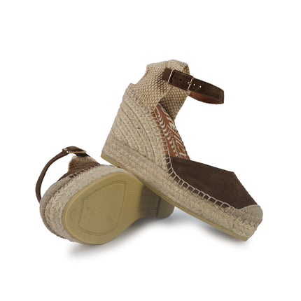 Viguera Espadrillas Alpargatas Donna con Cinturino in Camoscio Marrone 2315 MORO Viguera 