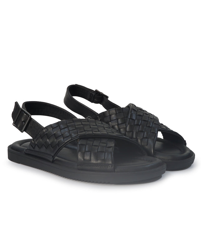 Vueva Sandalo Uomo in Pelle Intrecciata Nera MD640R12 BLACK Vueva 