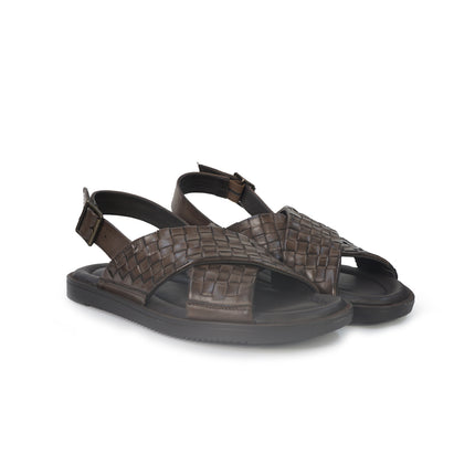 Vueva Sandalo Uomo in Pelle Intrecciata Marrone MD640R12 BROWN Vueva 