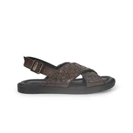 Vueva Sandalo Uomo in Pelle Intrecciata Marrone MD640R12 BROWN Vueva 