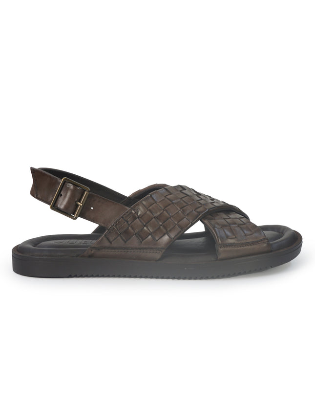 Vueva Sandalo Uomo in Pelle Intrecciata Marrone MD640R12 BROWN Vueva 