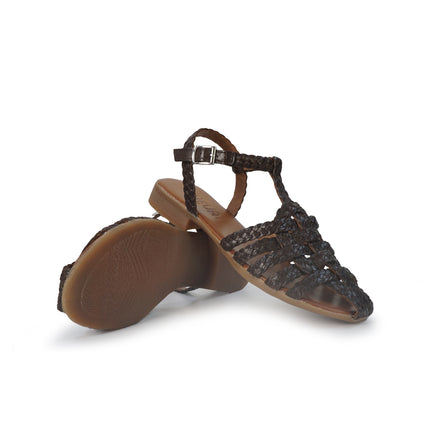 Vueva Sandali Infradito Flat Donna in Pelle Intrecciata Marrone WD314R63 BROWN Vueva 