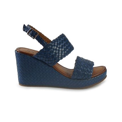 Vueva Sandali Zeppa Alta Donna in Pelle Intrecciata Azzurro Blu WD319R13 AZZURRO Vueva 
