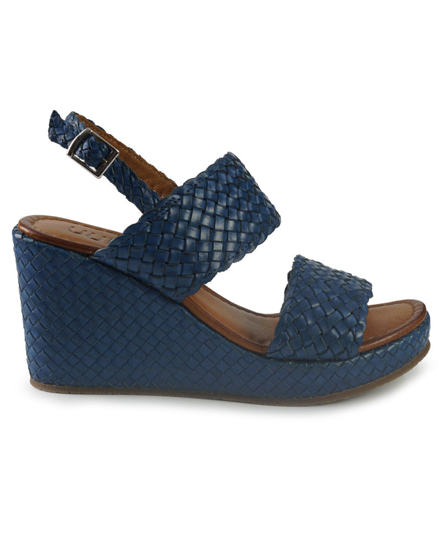 Vueva Sandali Zeppa Alta Donna in Pelle Intrecciata Azzurro Blu WD319R13 AZZURRO Vueva 