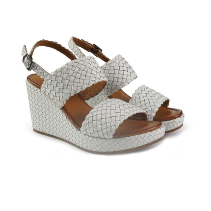 Vueva Sandali Zeppa Alta Donna in Pelle Intrecciata Bianca WD319R13 WHITE Vueva 