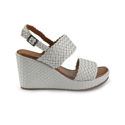 Vueva Sandali Zeppa Alta Donna in Pelle Intrecciata Bianca WD319R13 WHITE Vueva 
