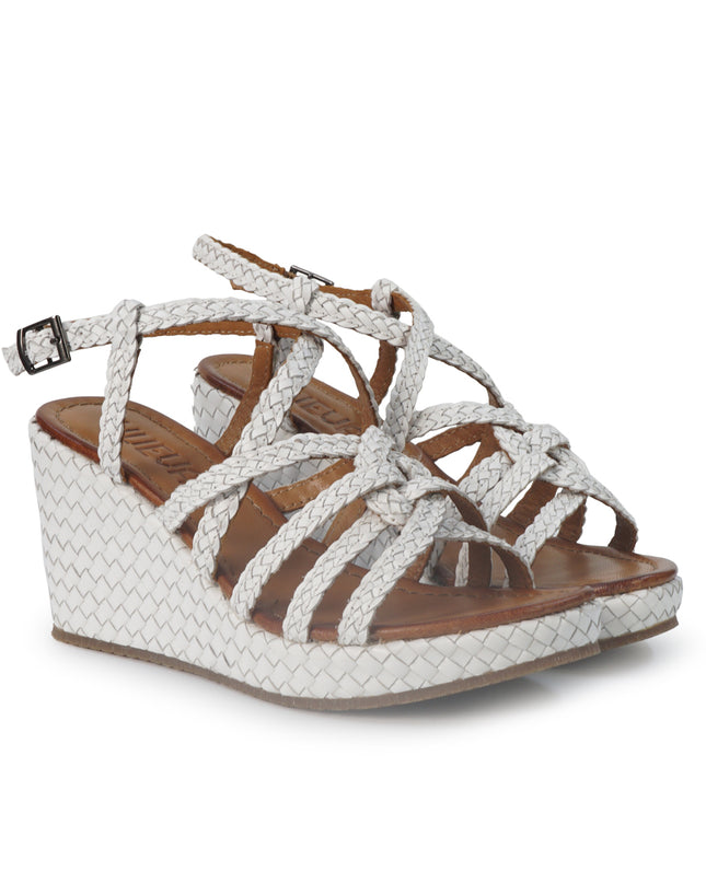 Vueva Sandali Zeppa Alta Donna in Pelle Intrecciata Bianca WD319R29 WHITE Vueva 