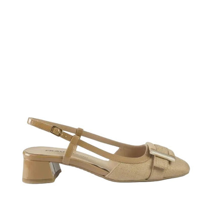 Frau Chanel Slingback in Tessuto e Vernice Noisette - MARIO SPATARELLA