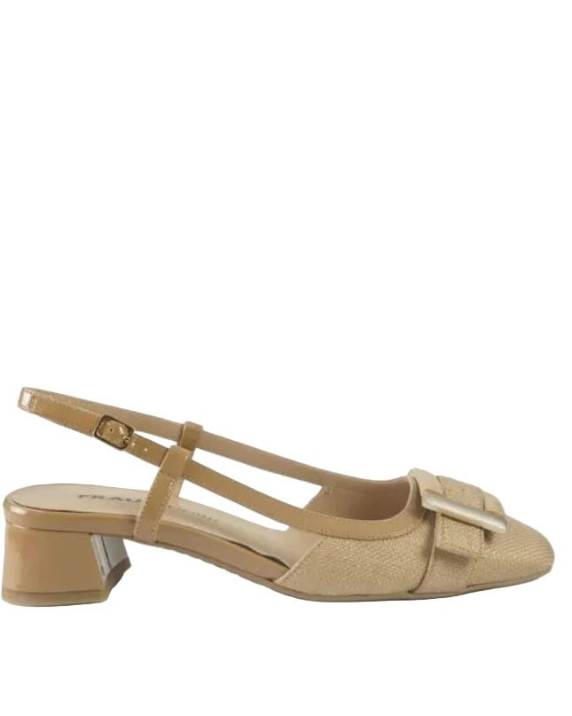 Frau Chanel Slingback in Tessuto e Vernice Noisette - MARIO SPATARELLA