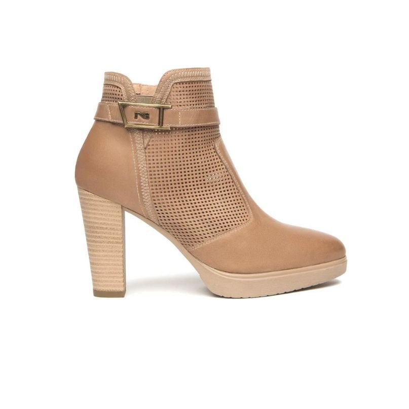 NeroGiardini Stivaletti Donna con Tacco e Plateau in Pelle Cuoio - MARIO SPATARELLA