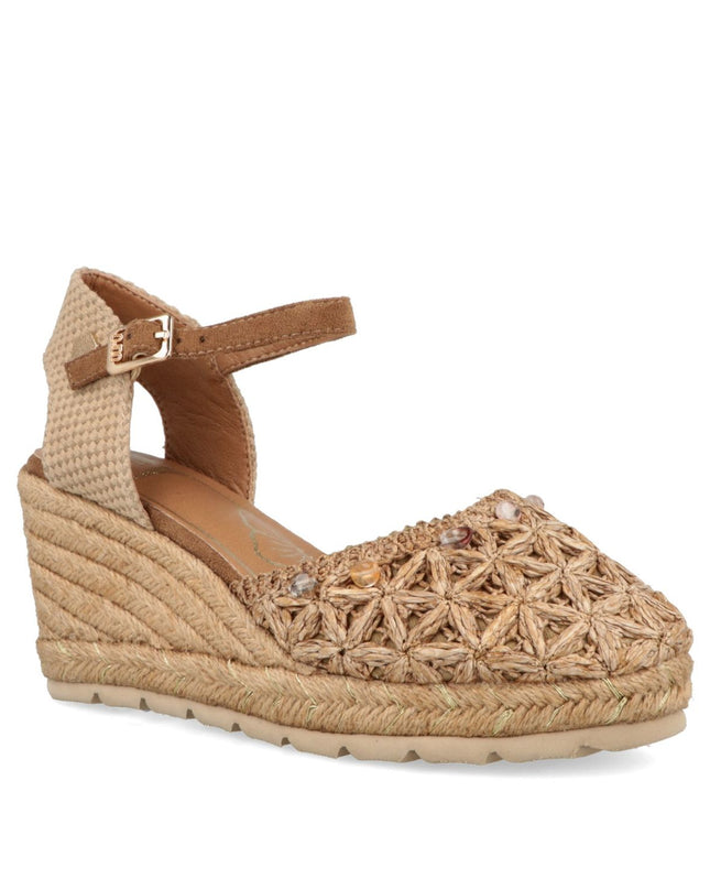 O - Joo Espadrillas Donna con Zeppa in Tessuto Sabbia - MARIO SPATARELLA