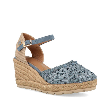 O - Joo Espadrillas Donna con Zeppa in Tessuto Blu - MARIO SPATARELLA