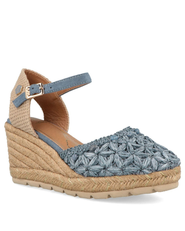 O - Joo Espadrillas Donna con Zeppa in Tessuto Blu - MARIO SPATARELLA
