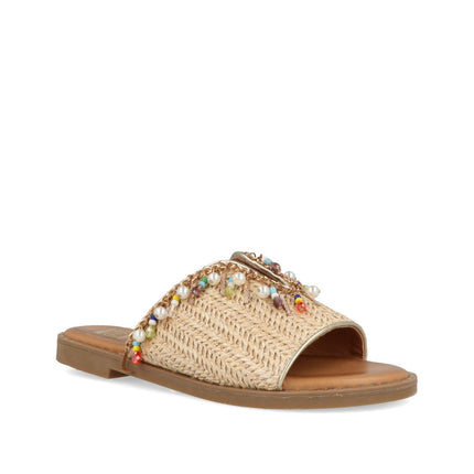 O - Joo Sandalo Flat Donna in Tessuto Sabbia Multicolor - MARIO SPATARELLA