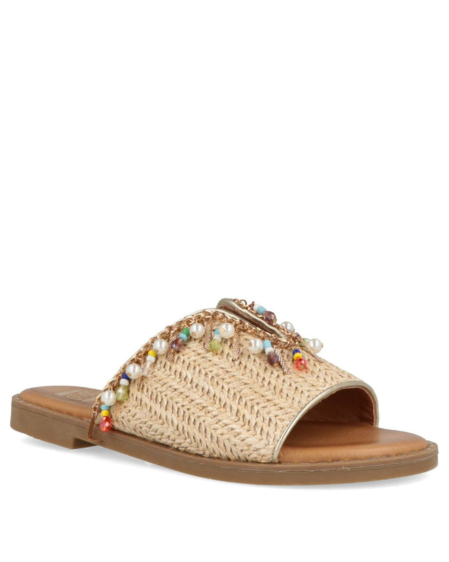 O - Joo Sandalo Flat Donna in Tessuto Sabbia Multicolor - MARIO SPATARELLA