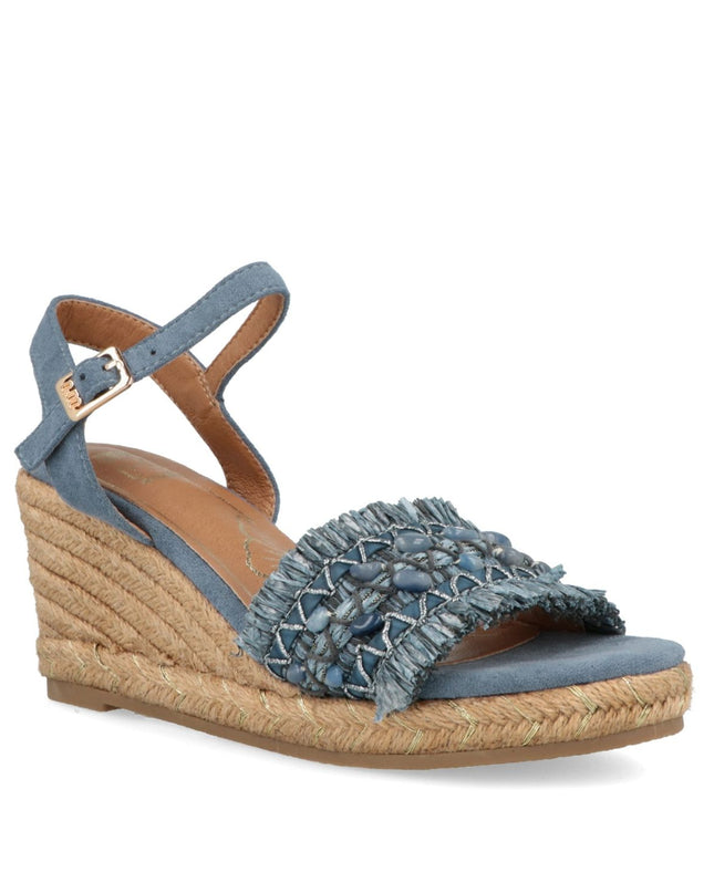 O - Joo Sandali Donna con Zeppa in Tessuto Blu - MARIO SPATARELLA