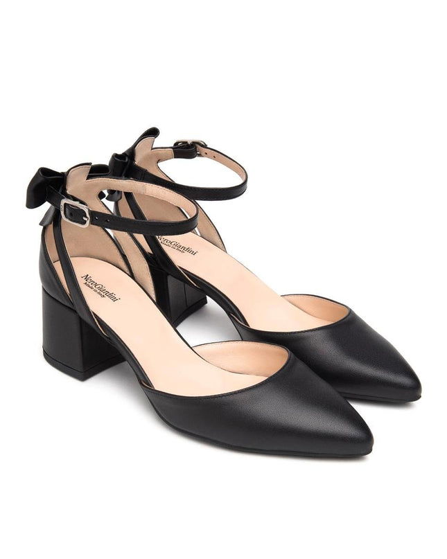 NeroGiardini Chanel Mary Jane con Cinturino e Tacco in Pelle Nera - MARIO SPATARELLA