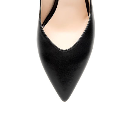 NeroGiardini Chane Mary Janel Sling Back con Tacco Largo in Pelle Nera - MARIO SPATARELLA