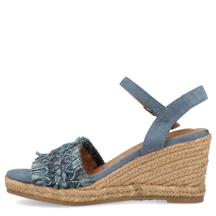 O - Joo Sandali Donna con Zeppa in Tessuto Blu - MARIO SPATARELLA