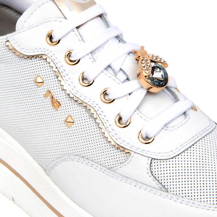 NeroGiardini Sneakers Donna in Pelle Bianca con Charms - MARIO SPATARELLA