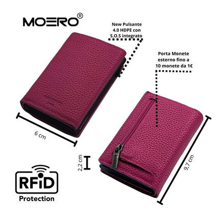 Moero Pro Plus Bottolato Magenta Zip Portafoglio Slim - MARIO SPATARELLA