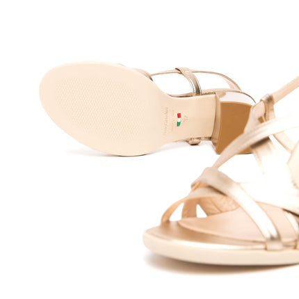Nero Giardini Sandali Donna con Tacco in Pelle Laminata Sand - MARIO SPATARELLA