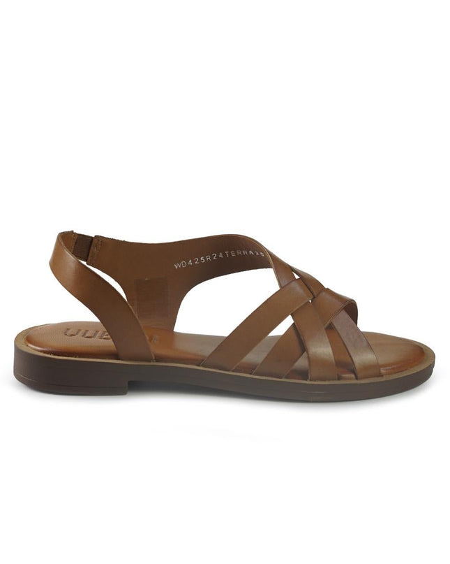 Vueva Sandali Flat Donna in Pelle Cuoio - MARIO SPATARELLA