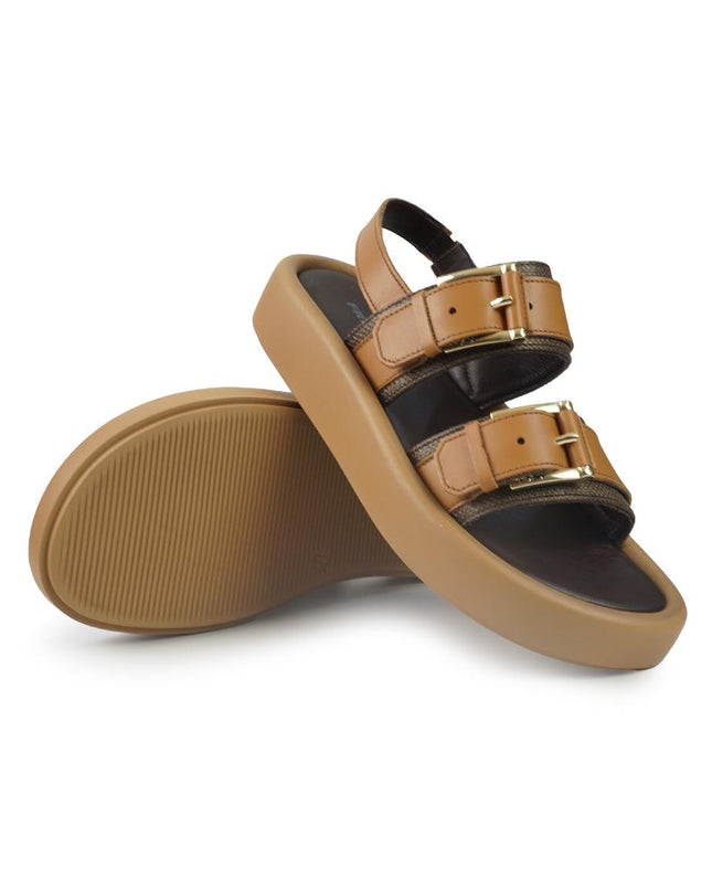 Frau Sandali Donna con Zeppa in Pelle Moro 88H6 MORO Frau 