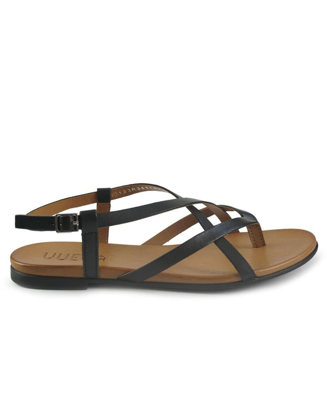 Vueva Sandali Infradito Flat Donna in Pelle Nero - MARIO SPATARELLA