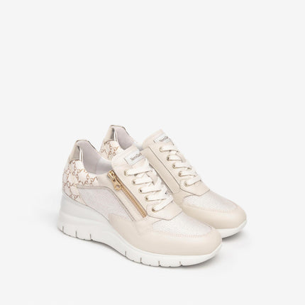 Nero Giardini Sneakers Donna con Zeppa in Pelle Milk E512940D MILK 710 Nero Giardini 