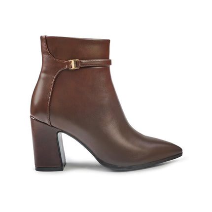 Exe Stivaletti Donna a Punta e Tacco in Ecopelle Marrone SJ1066 BROWN Exe 