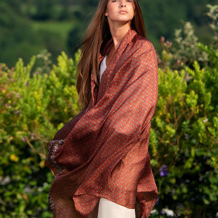 Foulard Pareo in Seta Stampa Terra ASK79C SILK NARAJA TEJA Colores de Otono 