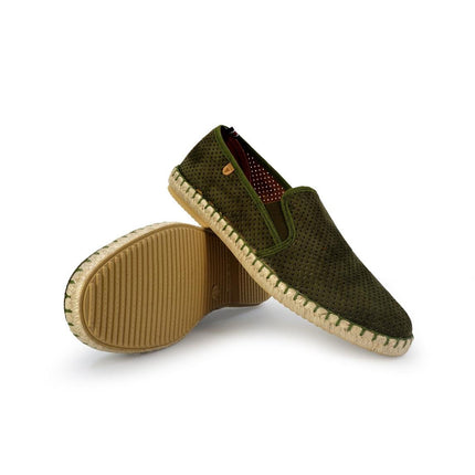 Espadrillas Verbenas Bassa da Uomo in Camoscio Microforato Kaki TOM HOLE KAKI Verbenas 