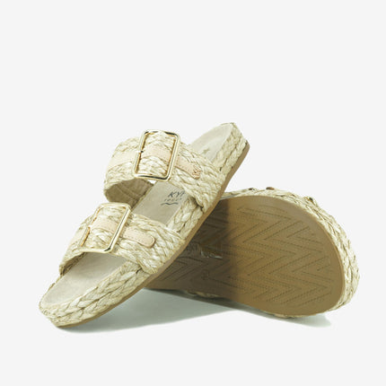 Sandalo Donna Basso Due Fibbie PALMAS RAFFIA NATURALE Wrangler 