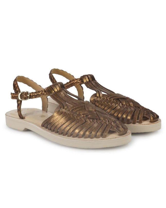 Huarache Sandalo Donna in Pelle Laminata Bronzo - MARIO SPATARELLA