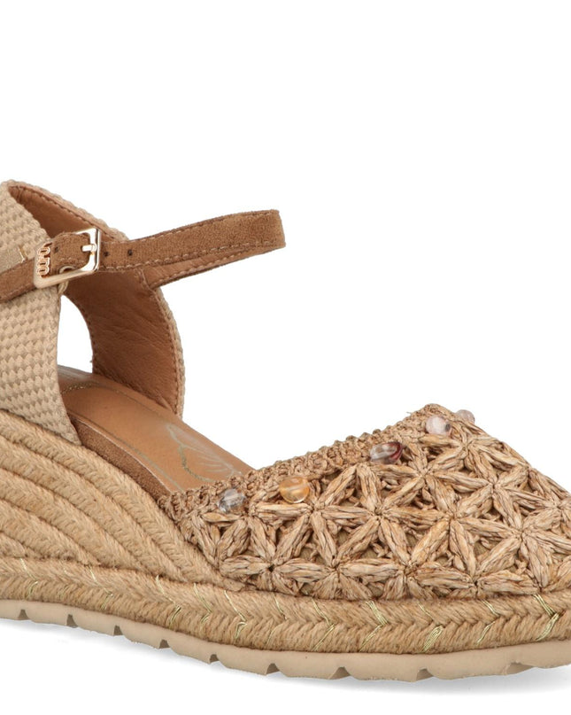 O-Joo Espadrillas Donna con Zeppa in Tessuto Sabbia GERI FLOWER NATURAL O-JOO 