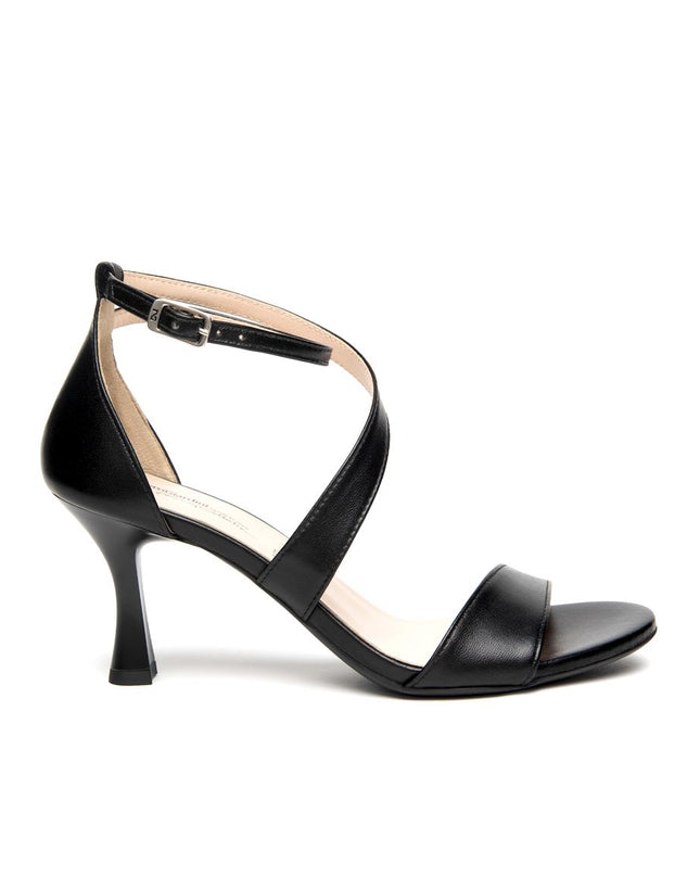 Nero Giardini Sandali Donna con Tacco Rocchetto Alto in Pelle Nera E615640DE NERO 100 Nero Giardini 