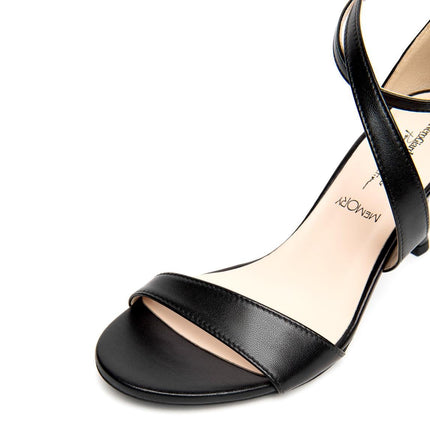Nero Giardini Sandali Donna con Tacco Rocchetto Alto in Pelle Nera - MARIO SPATARELLA