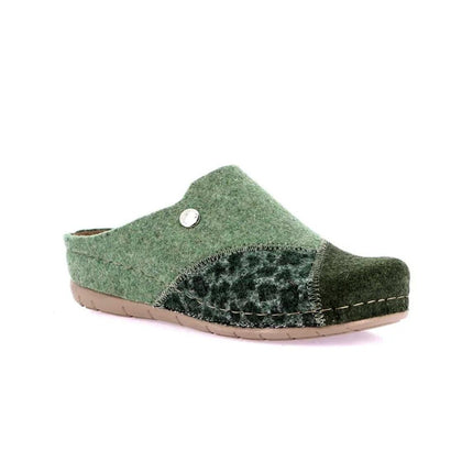 Grunland Pantofole Ciabatte Donna con Zeppa in Feltro Verde - MARIO SPATARELLA