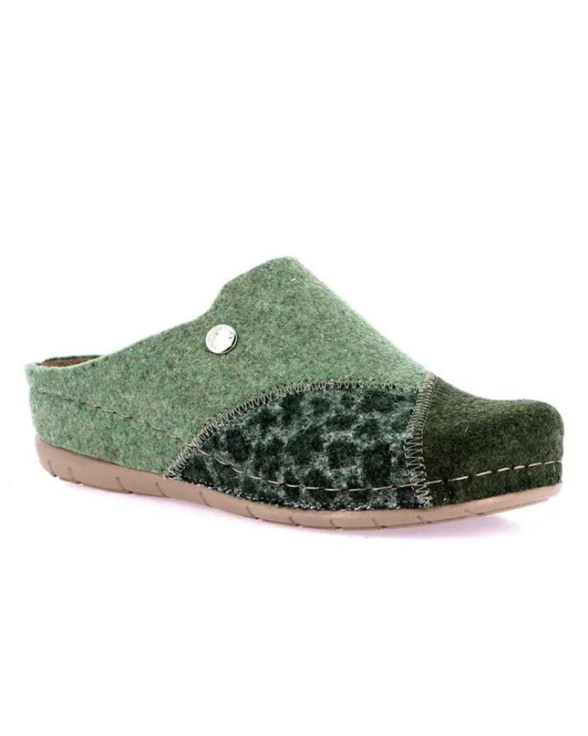 Grunland Pantofole Ciabatte Donna con Zeppa in Feltro Verde - MARIO SPATARELLA